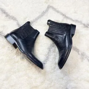 Bottines The Kooples Style Croco - Taille 37 - Cuir Noir - Occasion Proche Neuf